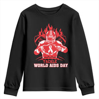 AIDS Awareness Youth Sweatshirt Ribbon HIV Tackle Football Gift - Wonder Print Shop