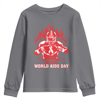 AIDS Awareness Youth Sweatshirt Ribbon HIV Tackle Football Gift - Wonder Print Shop