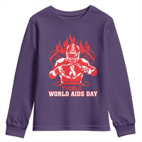 AIDS Awareness Youth Sweatshirt Ribbon HIV Tackle Football Gift - Wonder Print Shop