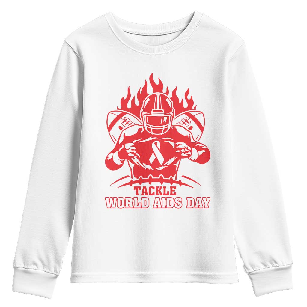AIDS Awareness Youth Sweatshirt Ribbon HIV Tackle Football Gift - Wonder Print Shop