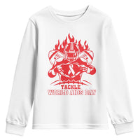 AIDS Awareness Youth Sweatshirt Ribbon HIV Tackle Football Gift - Wonder Print Shop