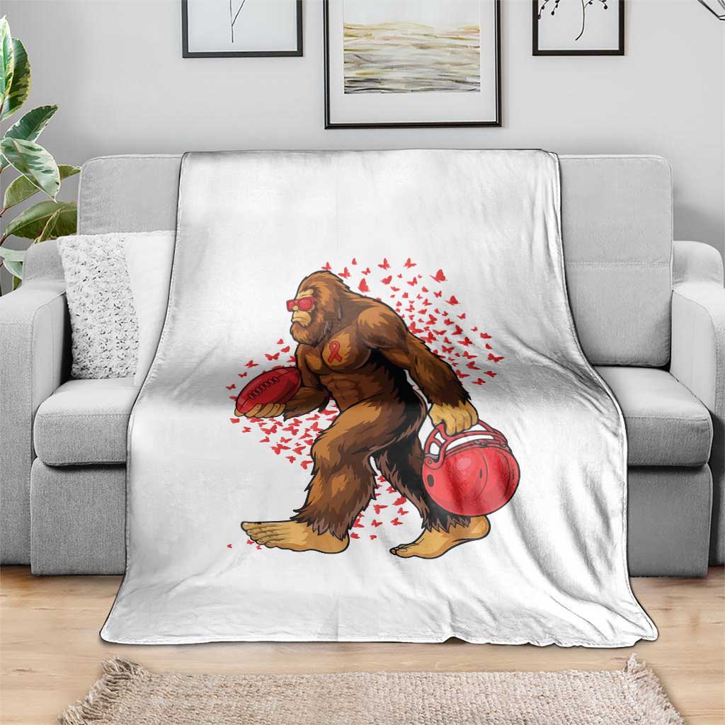 Funny Bigfoot Football Throw Blanket Support HIV Awareness Gift - Wonder Print Shop