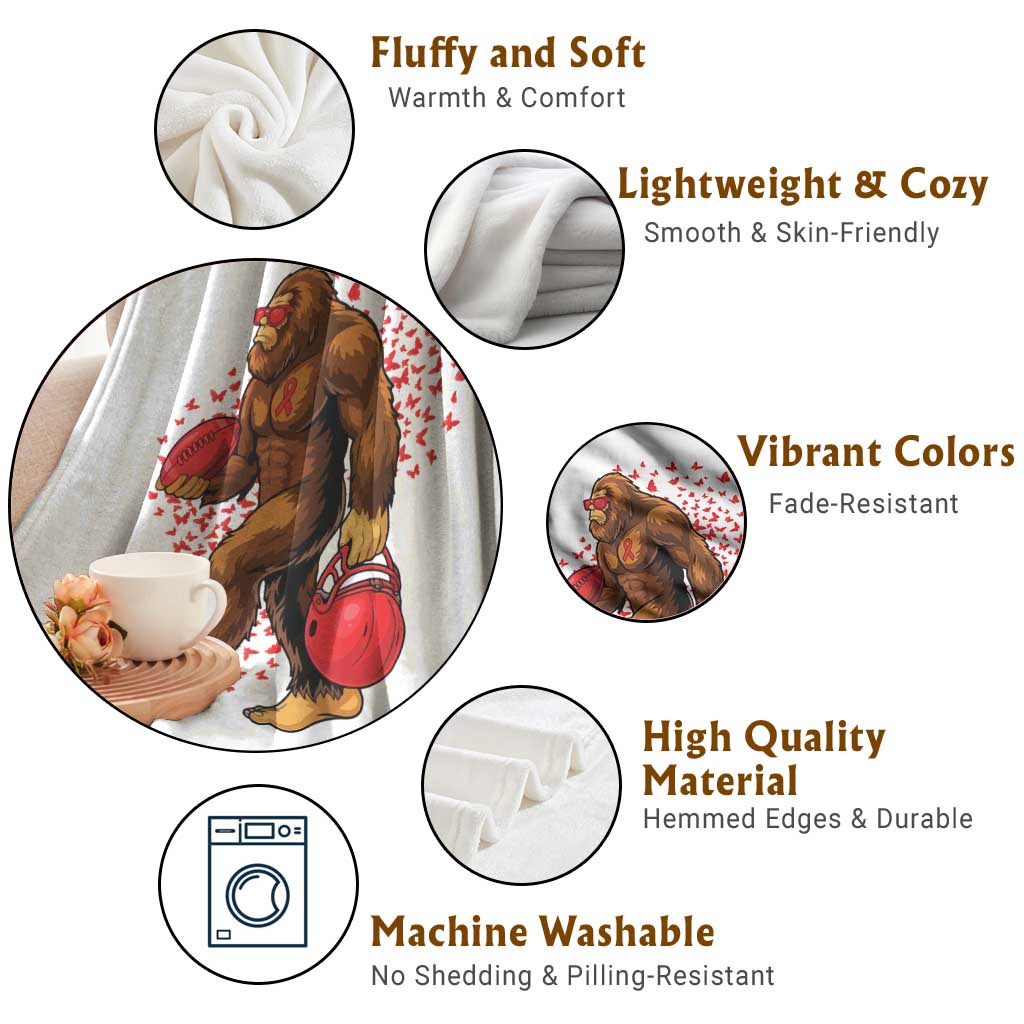 Funny Bigfoot Football Throw Blanket Support HIV Awareness Gift - Wonder Print Shop