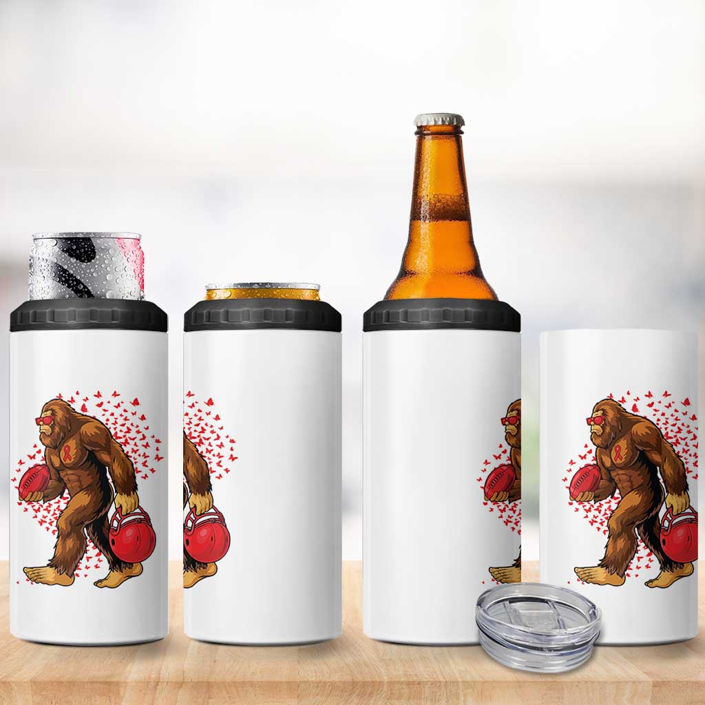 Funny Bigfoot Football 4 in 1 Can Cooler Tumbler Support HIV Awareness Gift - Wonder Print Shop