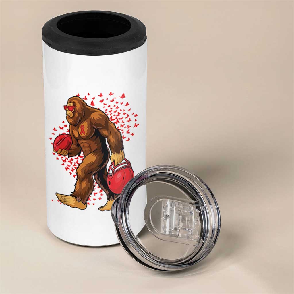 Funny Bigfoot Football 4 in 1 Can Cooler Tumbler Support HIV Awareness Gift - Wonder Print Shop