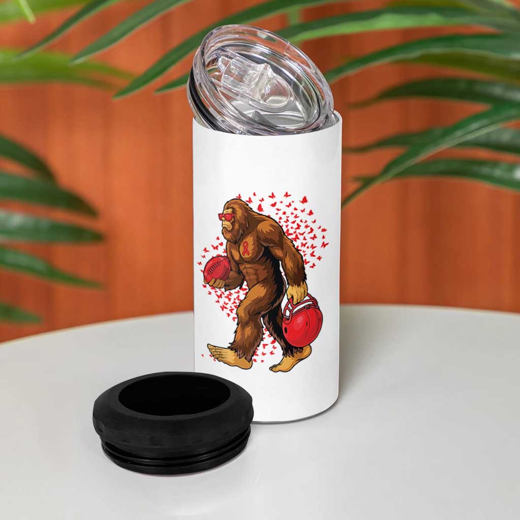 Funny Bigfoot Football 4 in 1 Can Cooler Tumbler Support HIV Awareness Gift - Wonder Print Shop
