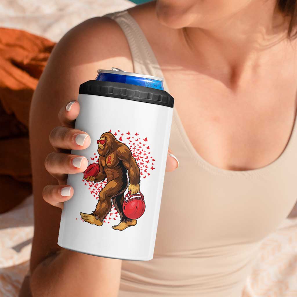 Funny Bigfoot Football 4 in 1 Can Cooler Tumbler Support HIV Awareness Gift - Wonder Print Shop