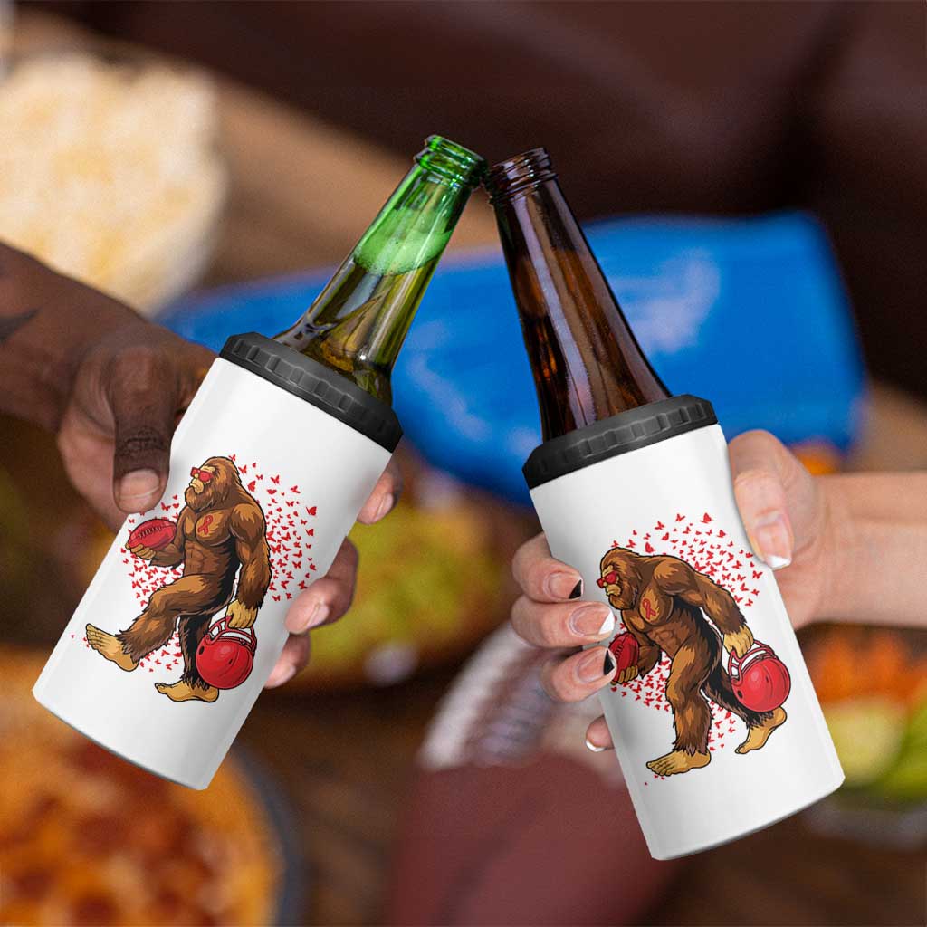 Funny Bigfoot Football 4 in 1 Can Cooler Tumbler Support HIV Awareness Gift - Wonder Print Shop