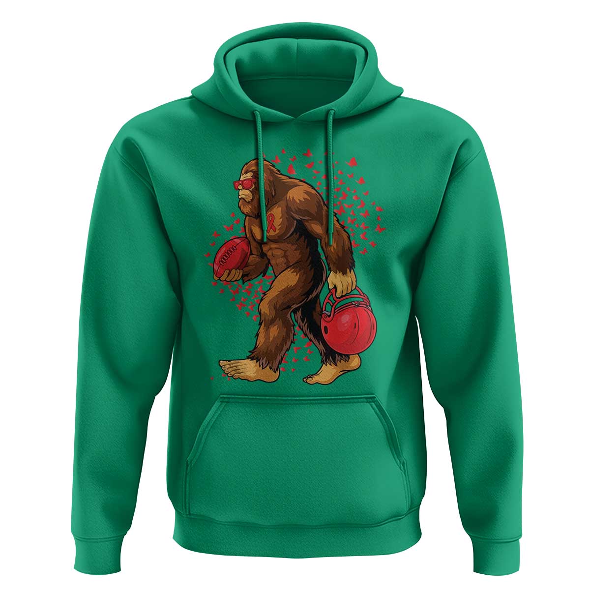Funny Bigfoot Football Hoodie Support HIV Awareness Gift - Wonder Print Shop
