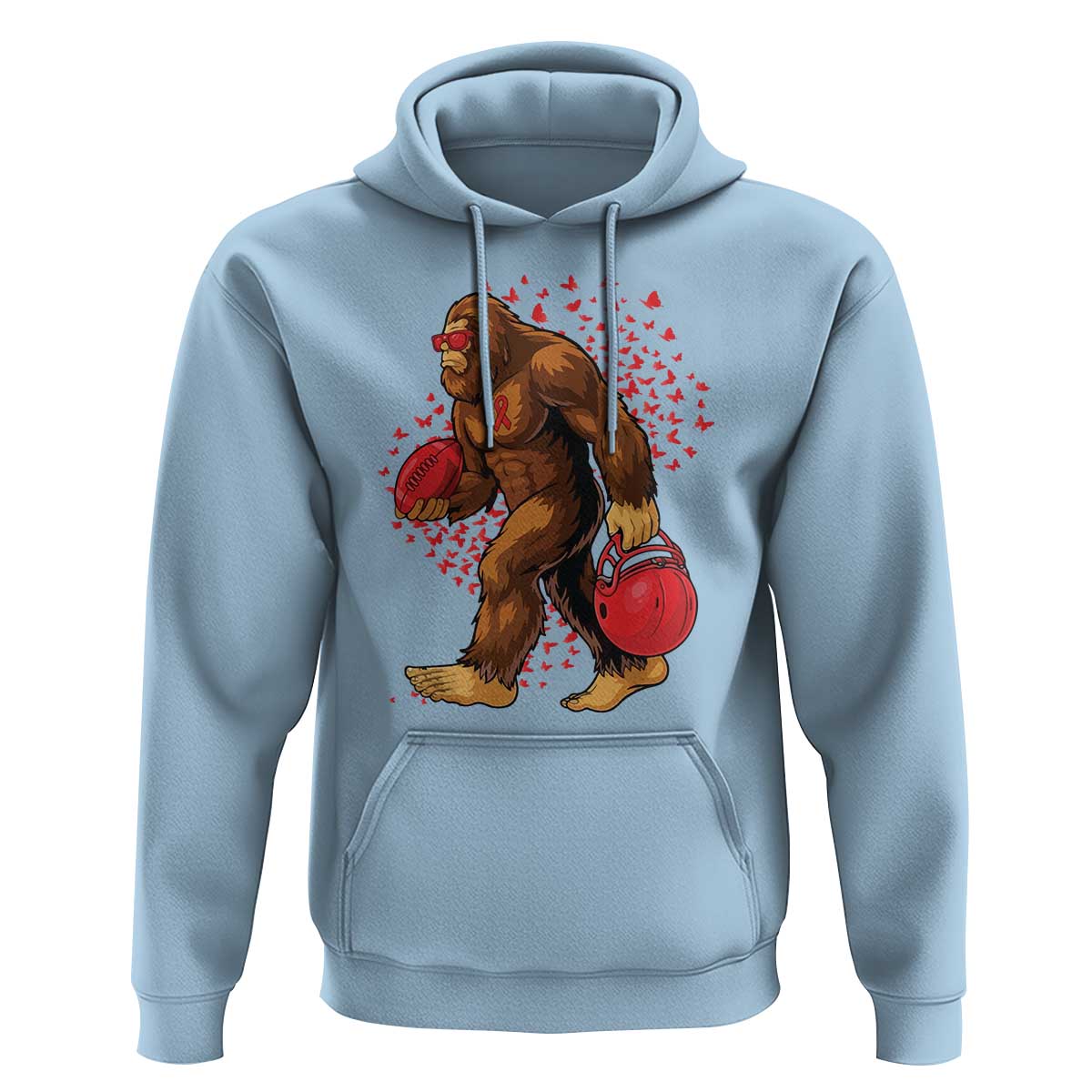 Funny Bigfoot Football Hoodie Support HIV Awareness Gift - Wonder Print Shop
