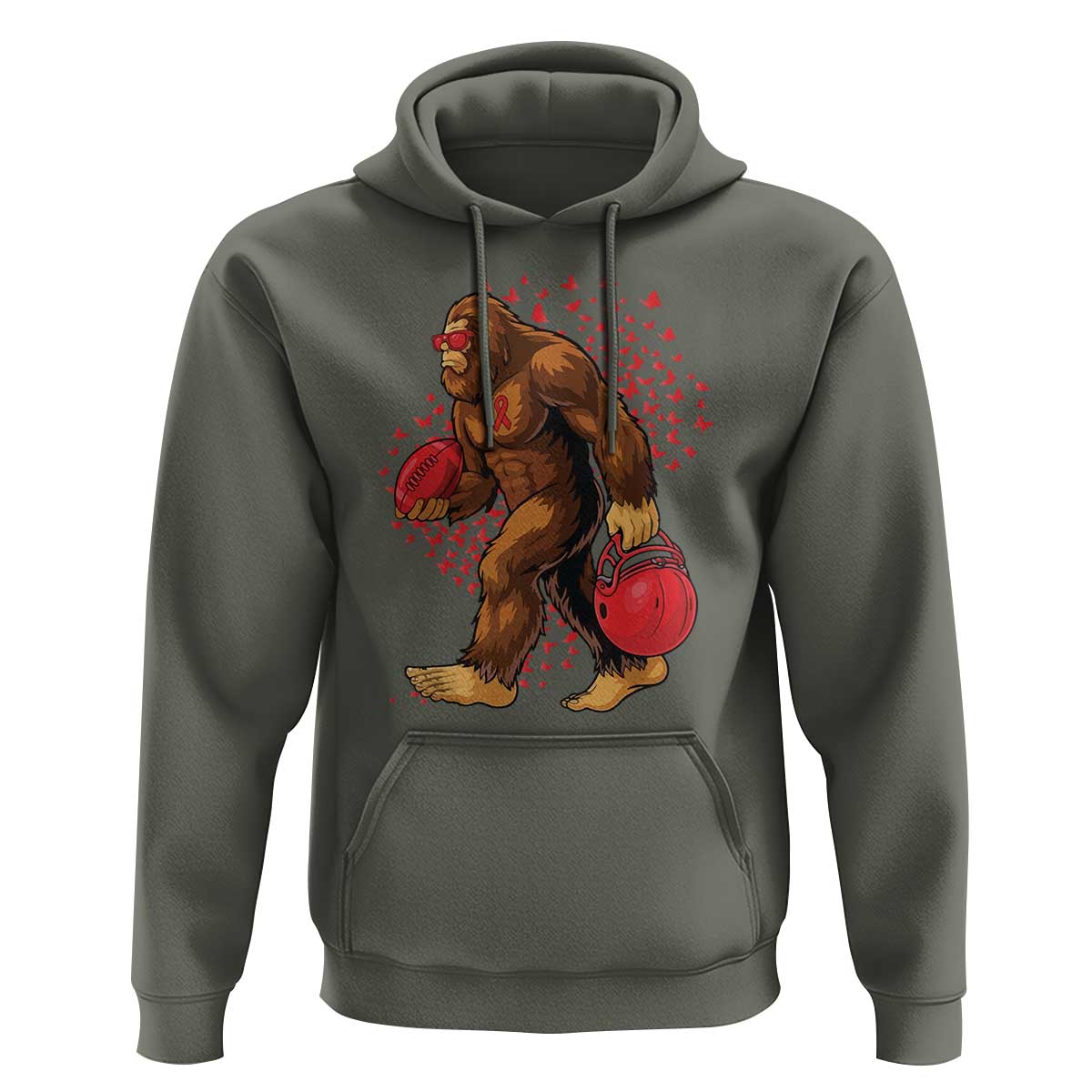Funny Bigfoot Football Hoodie Support HIV Awareness Gift - Wonder Print Shop