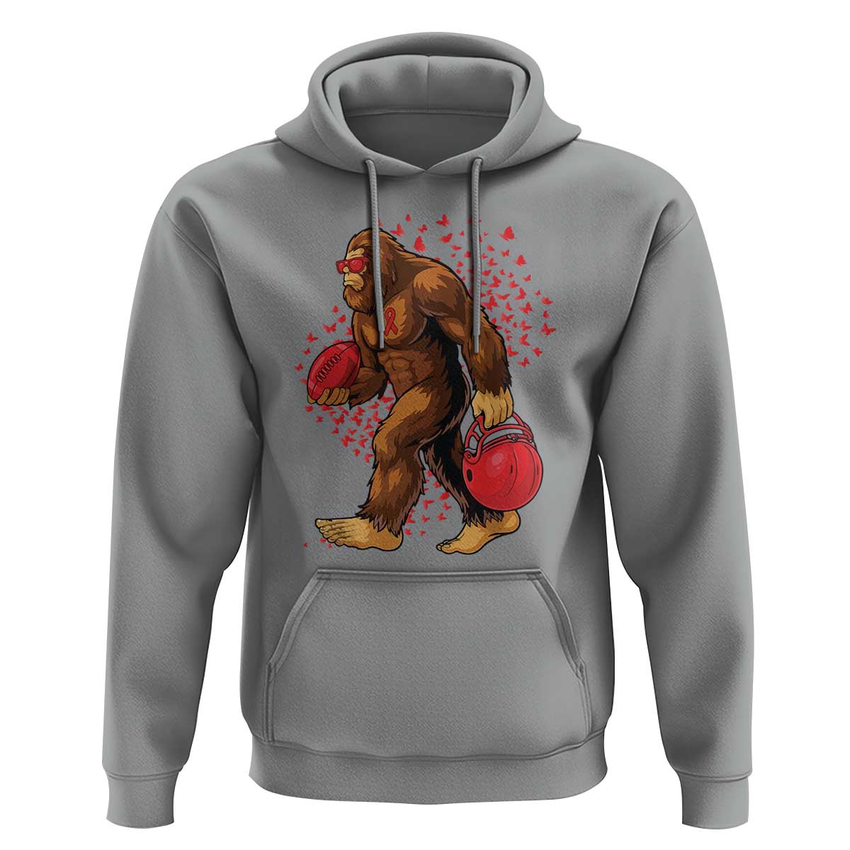 Funny Bigfoot Football Hoodie Support HIV Awareness Gift - Wonder Print Shop