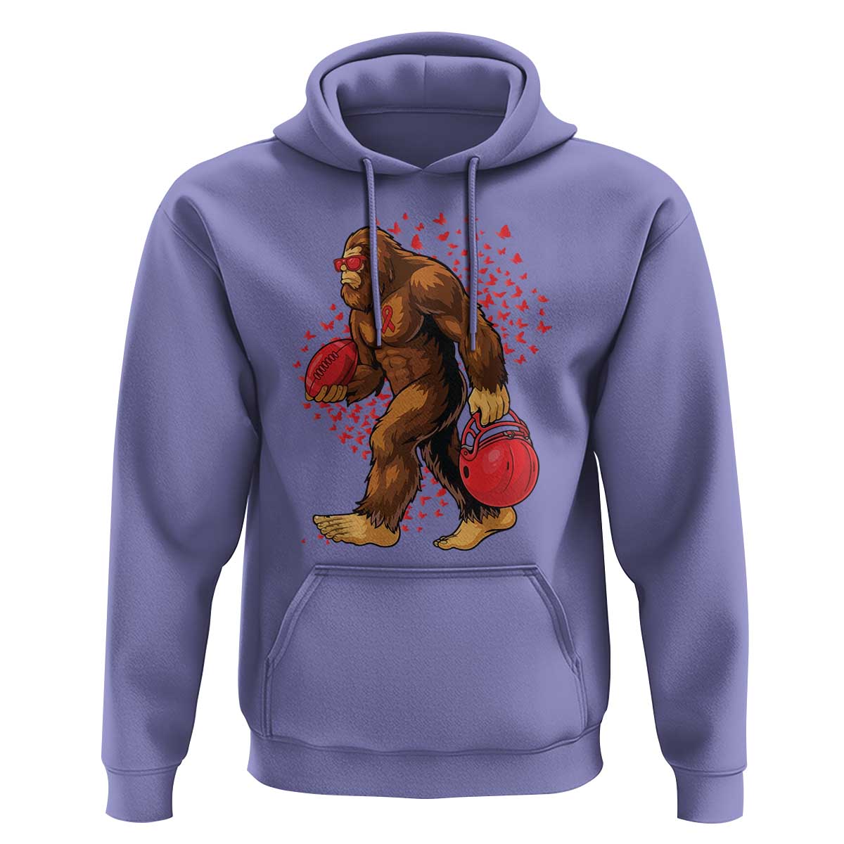 Funny Bigfoot Football Hoodie Support HIV Awareness Gift - Wonder Print Shop