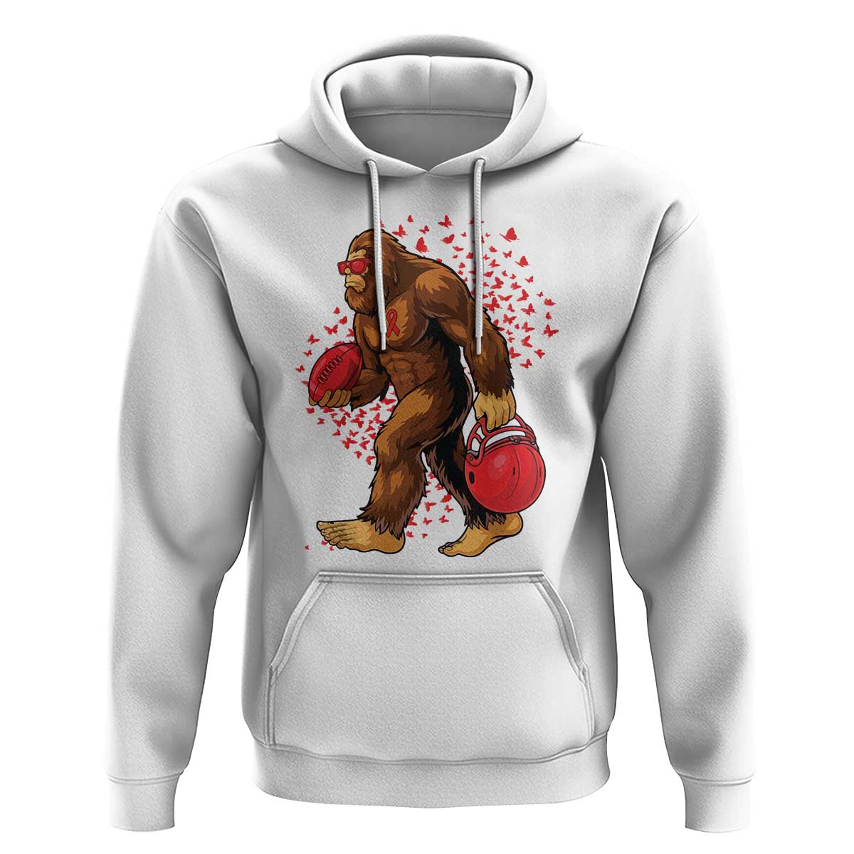 Funny Bigfoot Football Hoodie Support HIV Awareness Gift - Wonder Print Shop