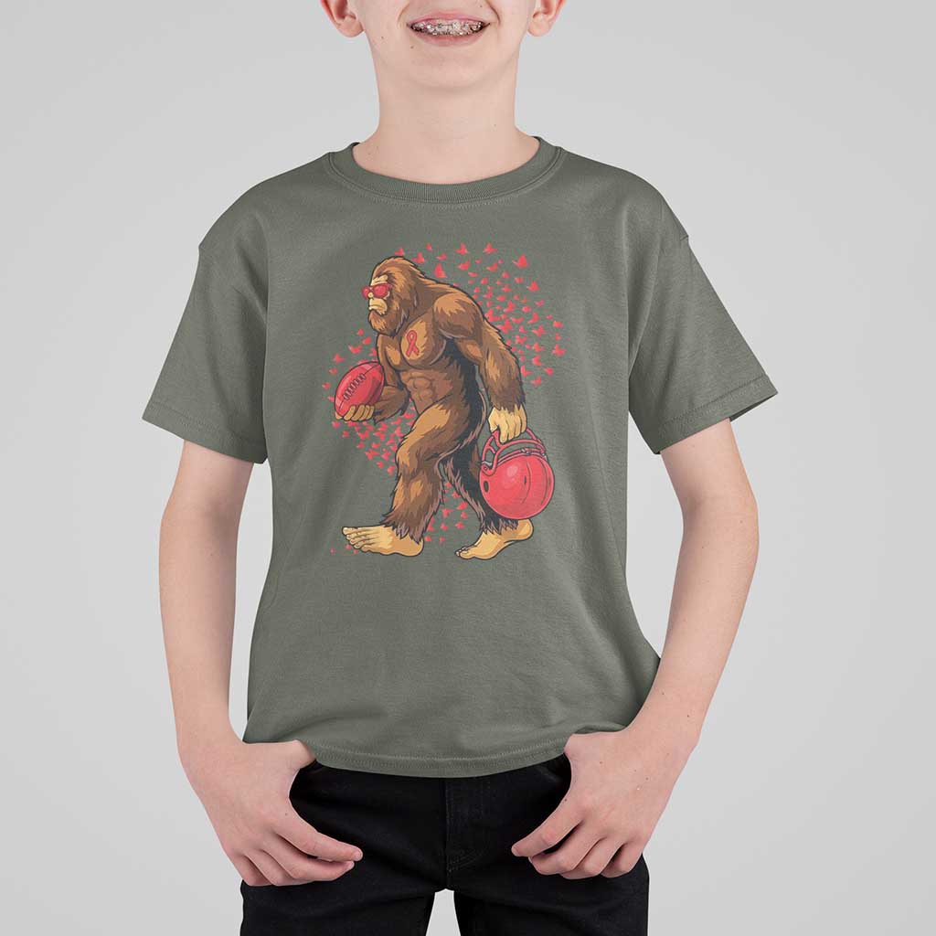 Funny Bigfoot Football T Shirt For Kid Support HIV Awareness Gift - Wonder Print Shop