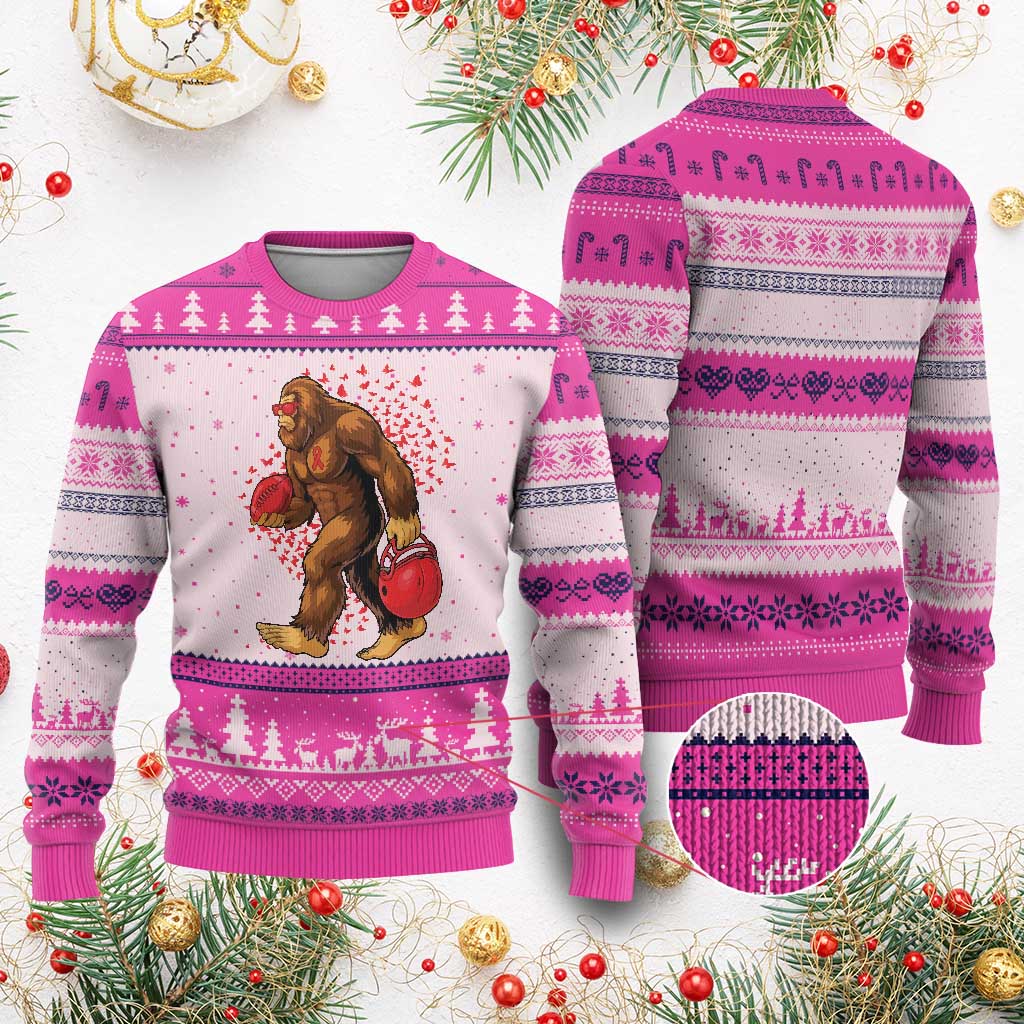 Funny Bigfoot Football Ugly Christmas Sweater Support HIV Awareness Gift - Wonder Print Shop