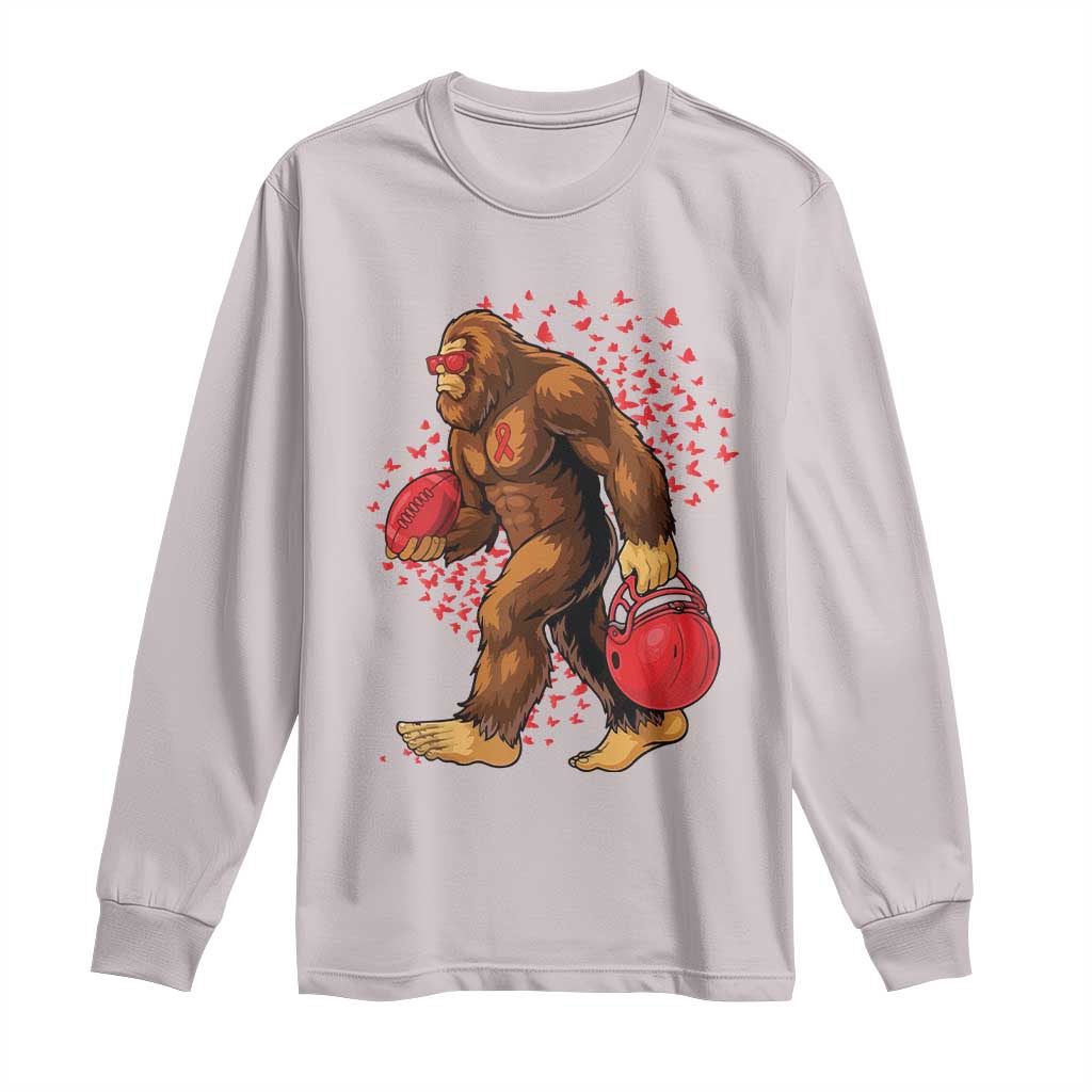Funny Bigfoot Football Long Sleeve Shirt Support HIV Awareness Gift - Wonder Print Shop