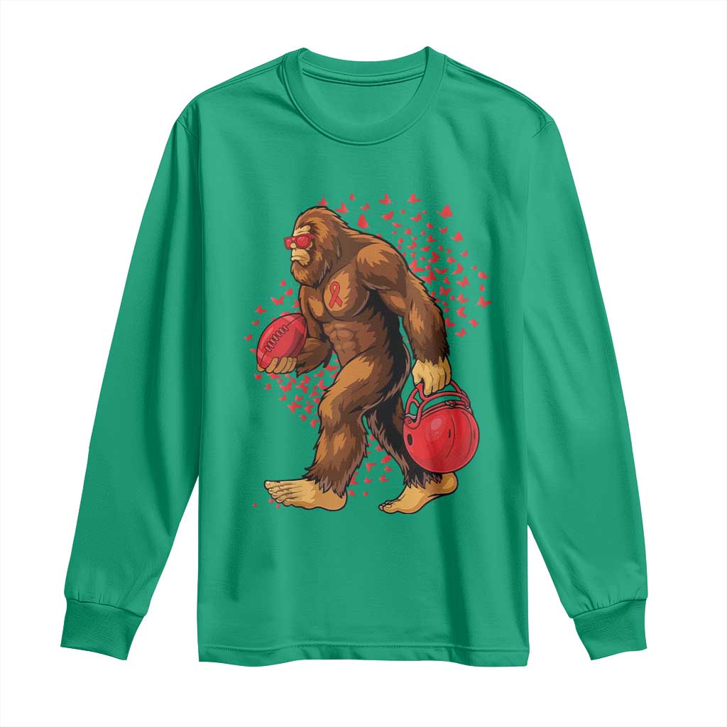 Funny Bigfoot Football Long Sleeve Shirt Support HIV Awareness Gift - Wonder Print Shop