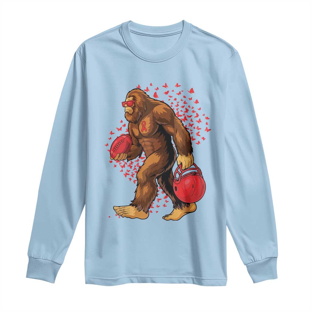 Funny Bigfoot Football Long Sleeve Shirt Support HIV Awareness Gift - Wonder Print Shop