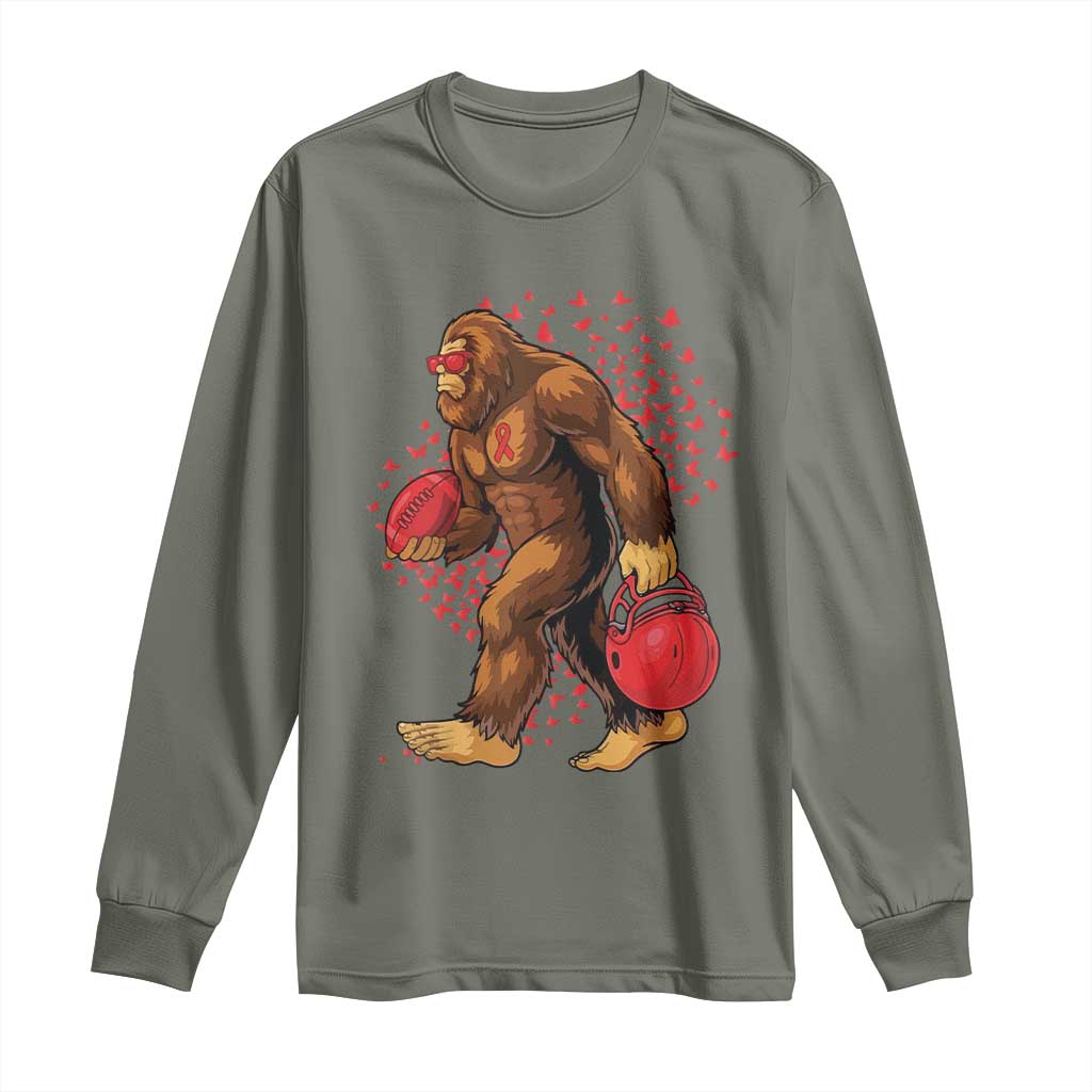 Funny Bigfoot Football Long Sleeve Shirt Support HIV Awareness Gift - Wonder Print Shop