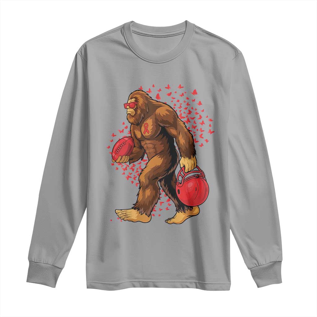 Funny Bigfoot Football Long Sleeve Shirt Support HIV Awareness Gift - Wonder Print Shop