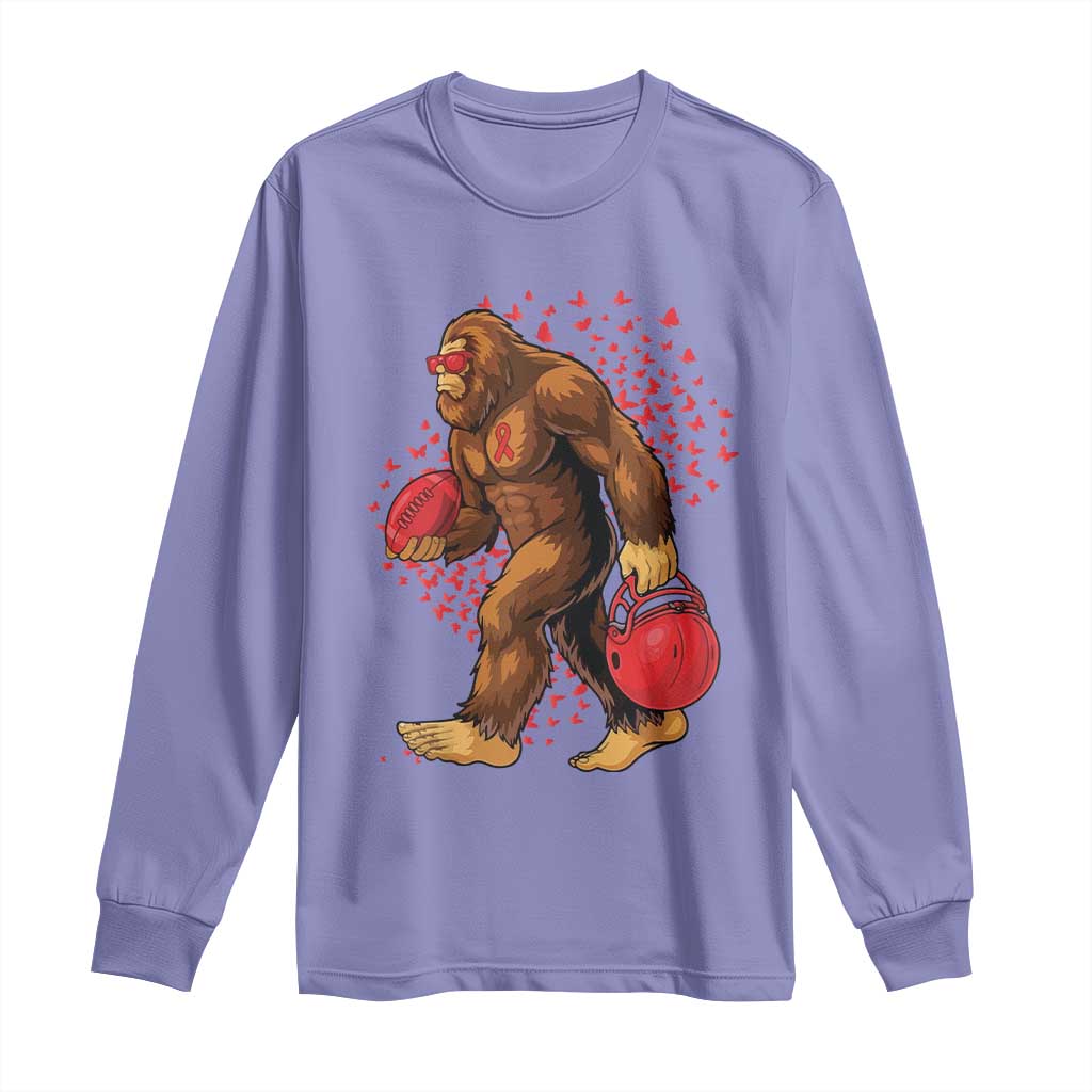 Funny Bigfoot Football Long Sleeve Shirt Support HIV Awareness Gift - Wonder Print Shop