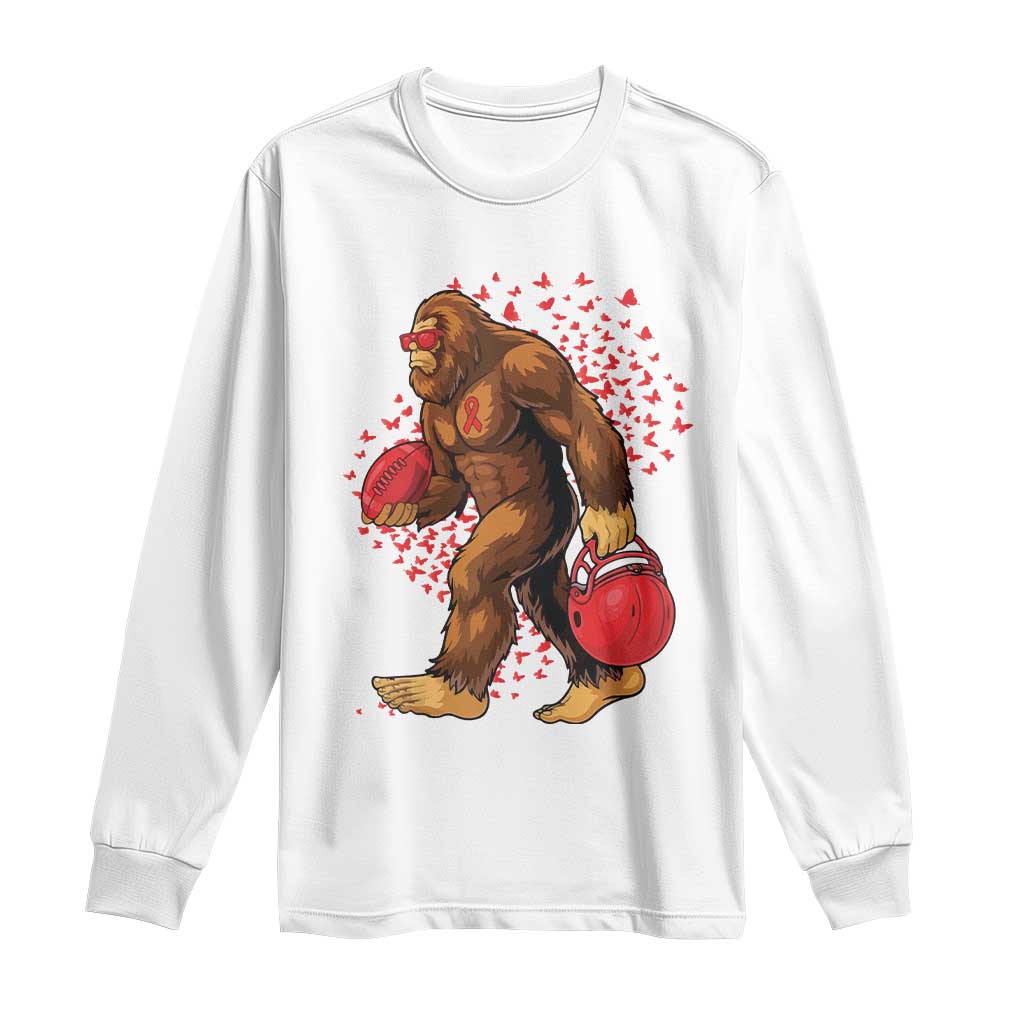 Funny Bigfoot Football Long Sleeve Shirt Support HIV Awareness Gift - Wonder Print Shop