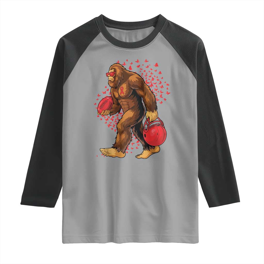 Funny Bigfoot Football Raglan Shirt Support HIV Awareness Gift - Wonder Print Shop