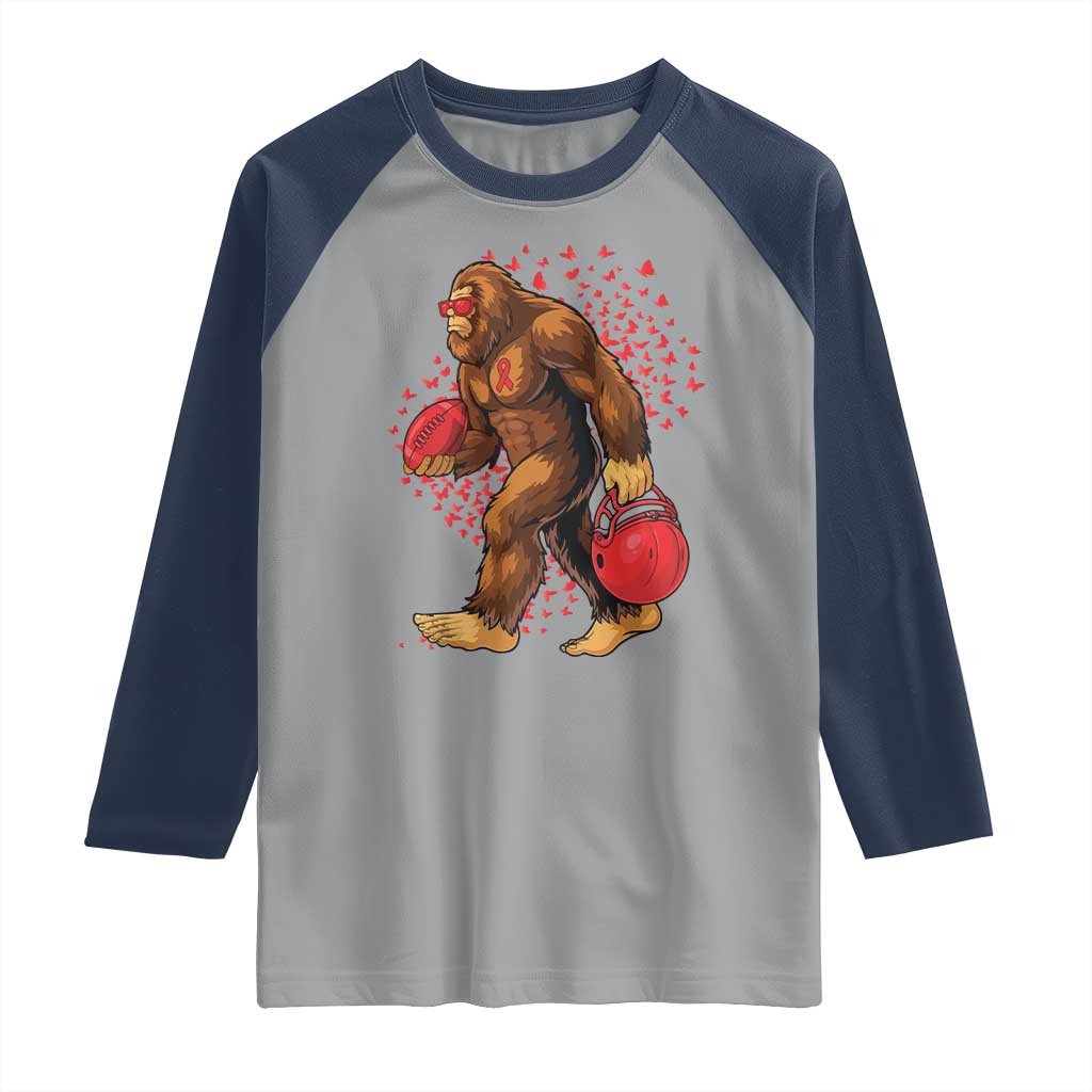 Funny Bigfoot Football Raglan Shirt Support HIV Awareness Gift - Wonder Print Shop