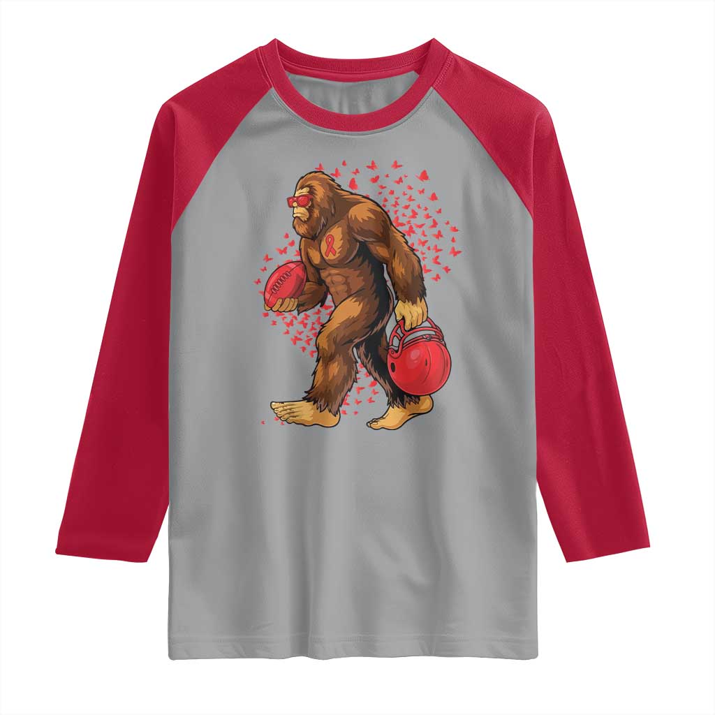 Funny Bigfoot Football Raglan Shirt Support HIV Awareness Gift - Wonder Print Shop