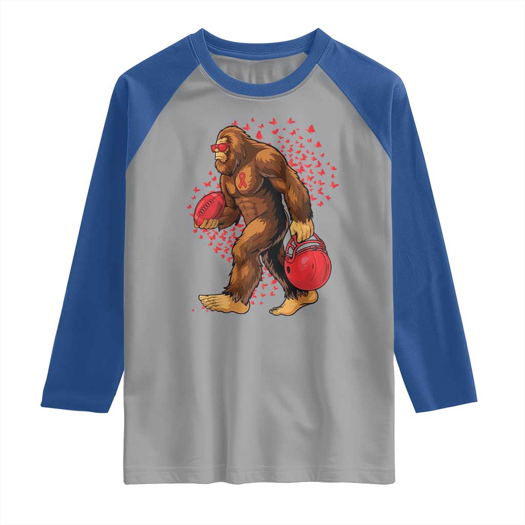 Funny Bigfoot Football Raglan Shirt Support HIV Awareness Gift - Wonder Print Shop
