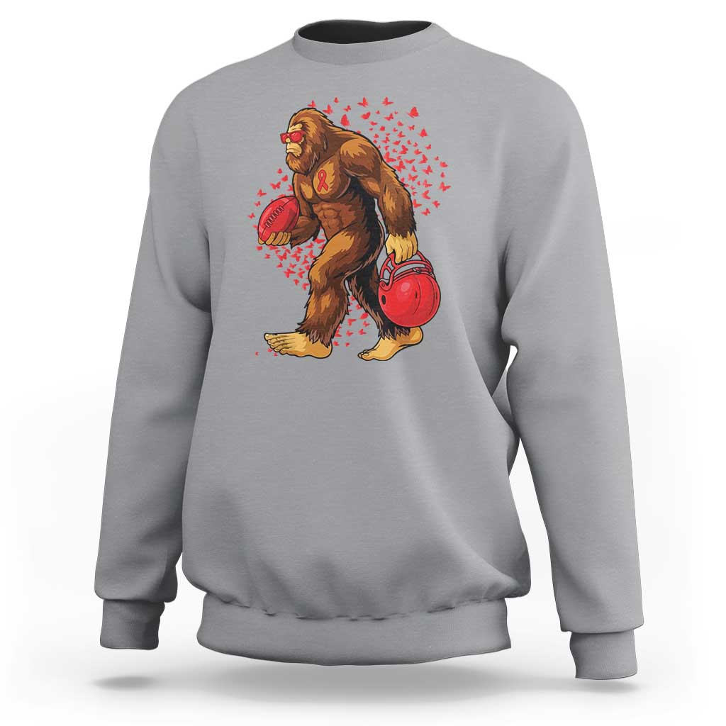 Funny Bigfoot Football Sweatshirt Support HIV Awareness Gift - Wonder Print Shop