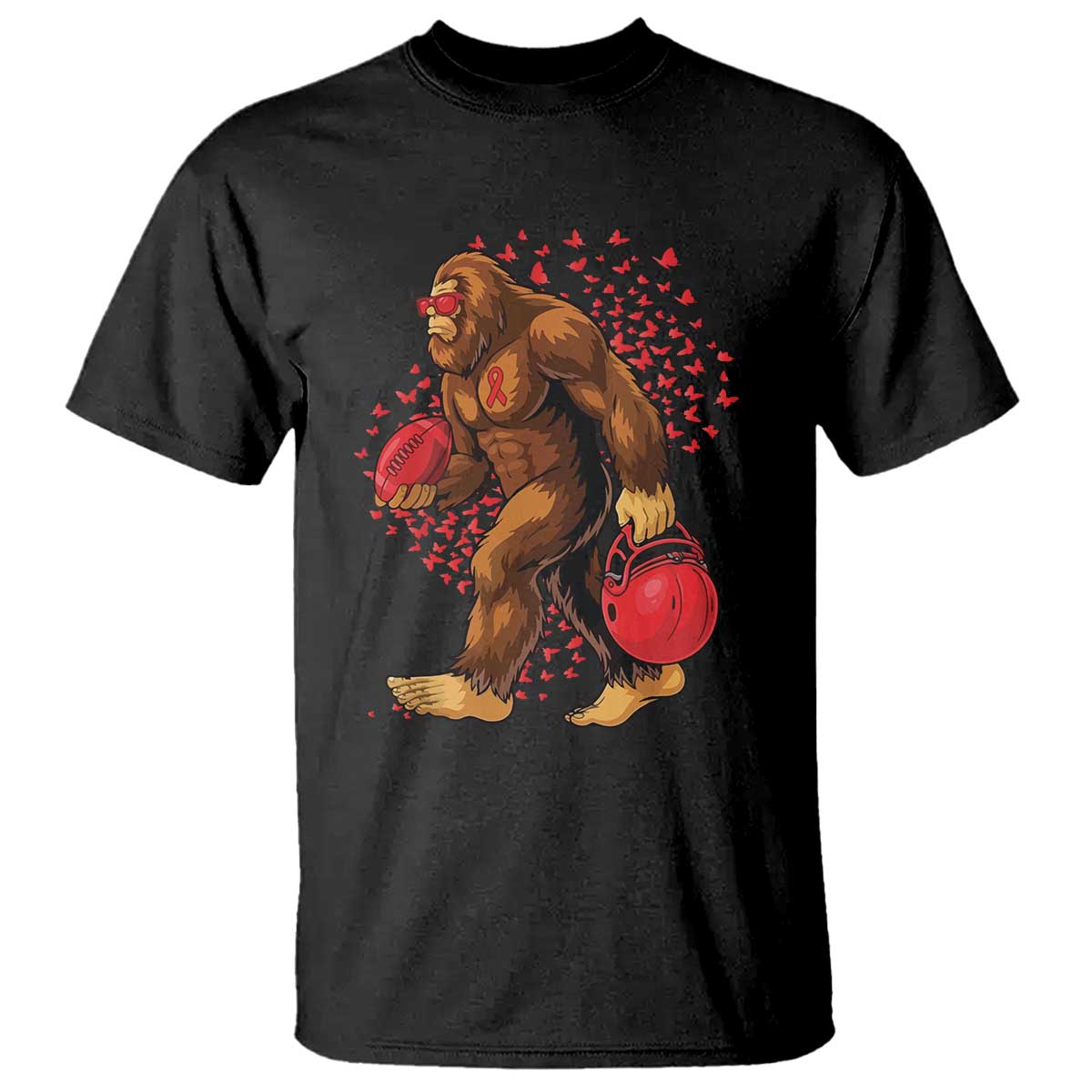 Funny Bigfoot Football T Shirt Support HIV Awareness Gift - Wonder Print Shop