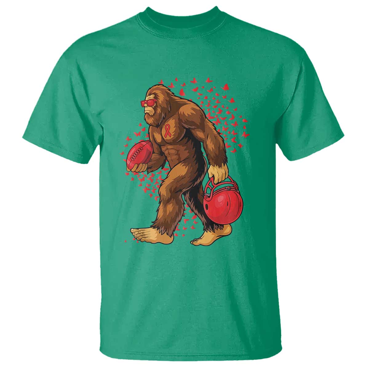 Funny Bigfoot Football T Shirt Support HIV Awareness Gift - Wonder Print Shop
