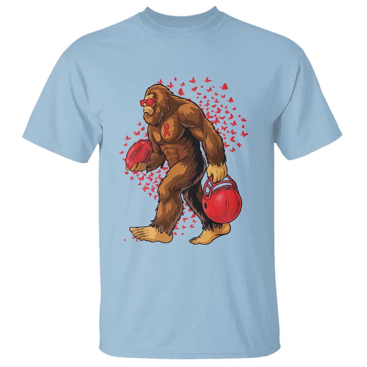Funny Bigfoot Football T Shirt Support HIV Awareness Gift - Wonder Print Shop