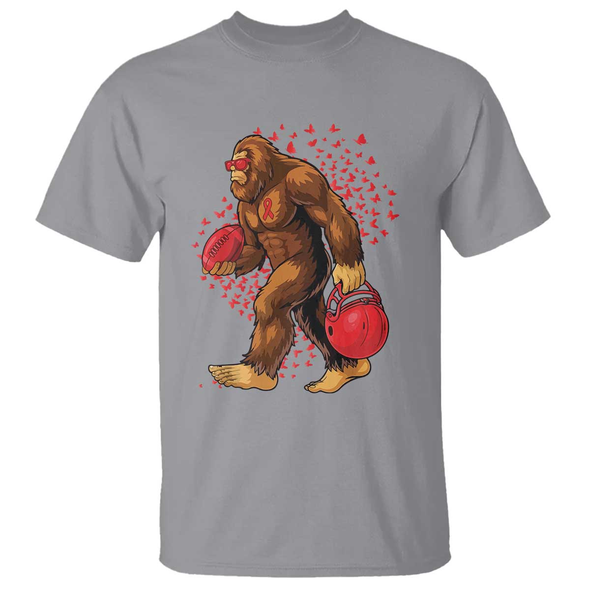 Funny Bigfoot Football T Shirt Support HIV Awareness Gift - Wonder Print Shop