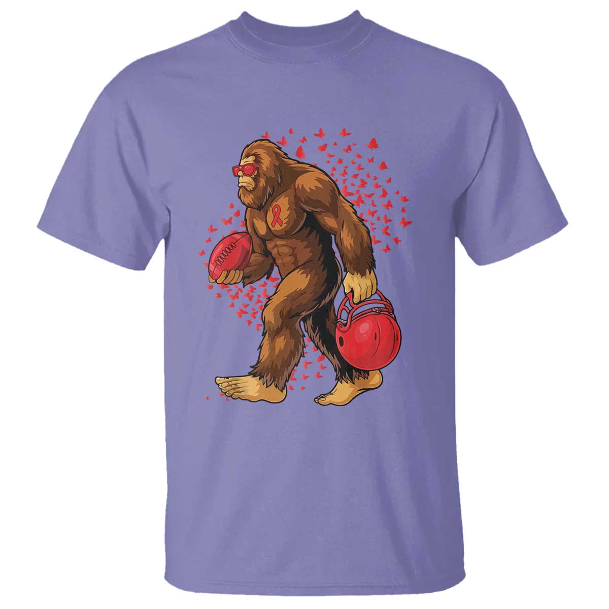 Funny Bigfoot Football T Shirt Support HIV Awareness Gift - Wonder Print Shop