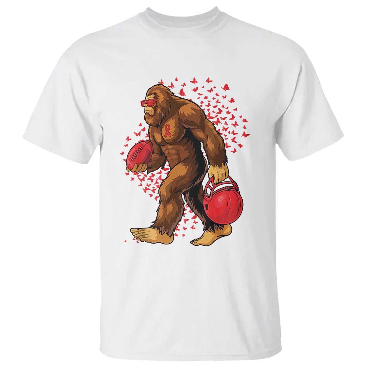 Funny Bigfoot Football T Shirt Support HIV Awareness Gift - Wonder Print Shop