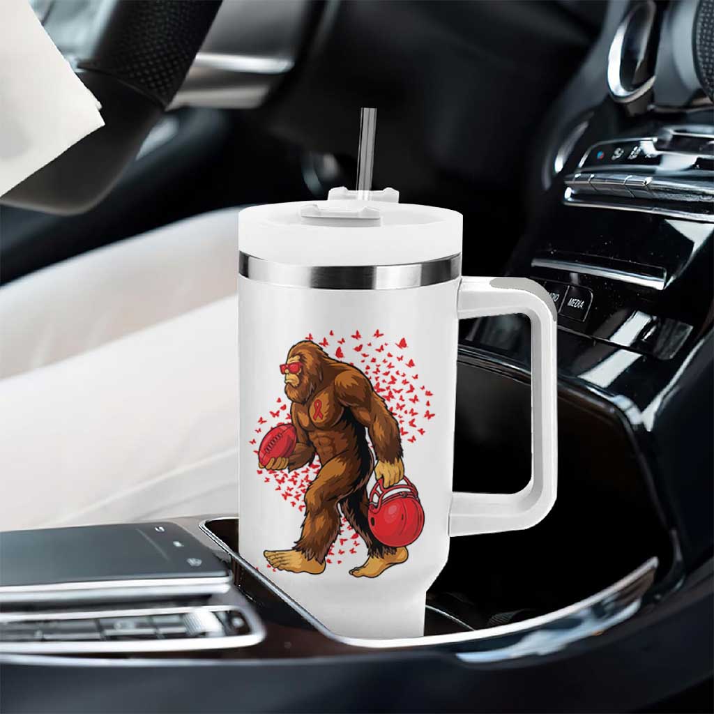 Funny Bigfoot Football Tumbler With Handle Support HIV Awareness Gift - Wonder Print Shop