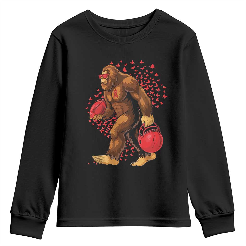 Funny Bigfoot Football Youth Sweatshirt Support HIV Awareness Gift - Wonder Print Shop