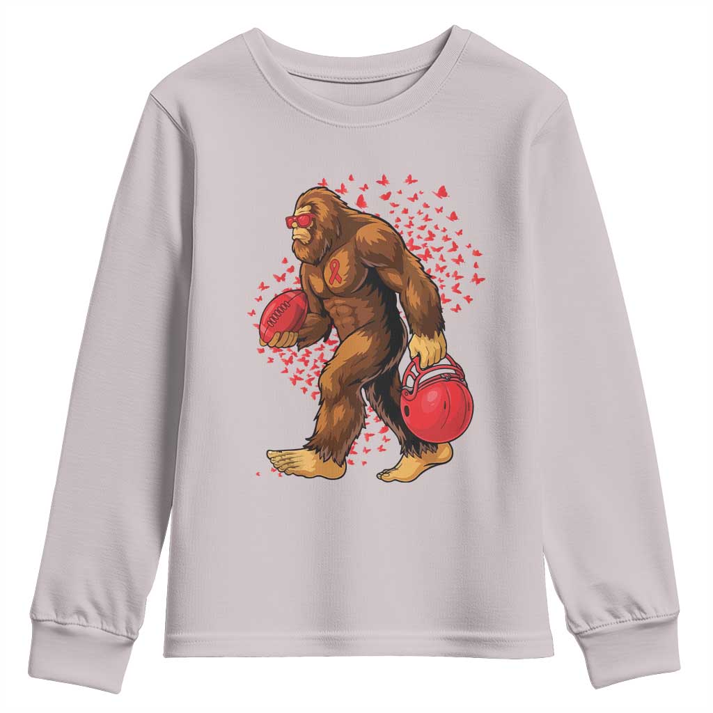 Funny Bigfoot Football Youth Sweatshirt Support HIV Awareness Gift - Wonder Print Shop