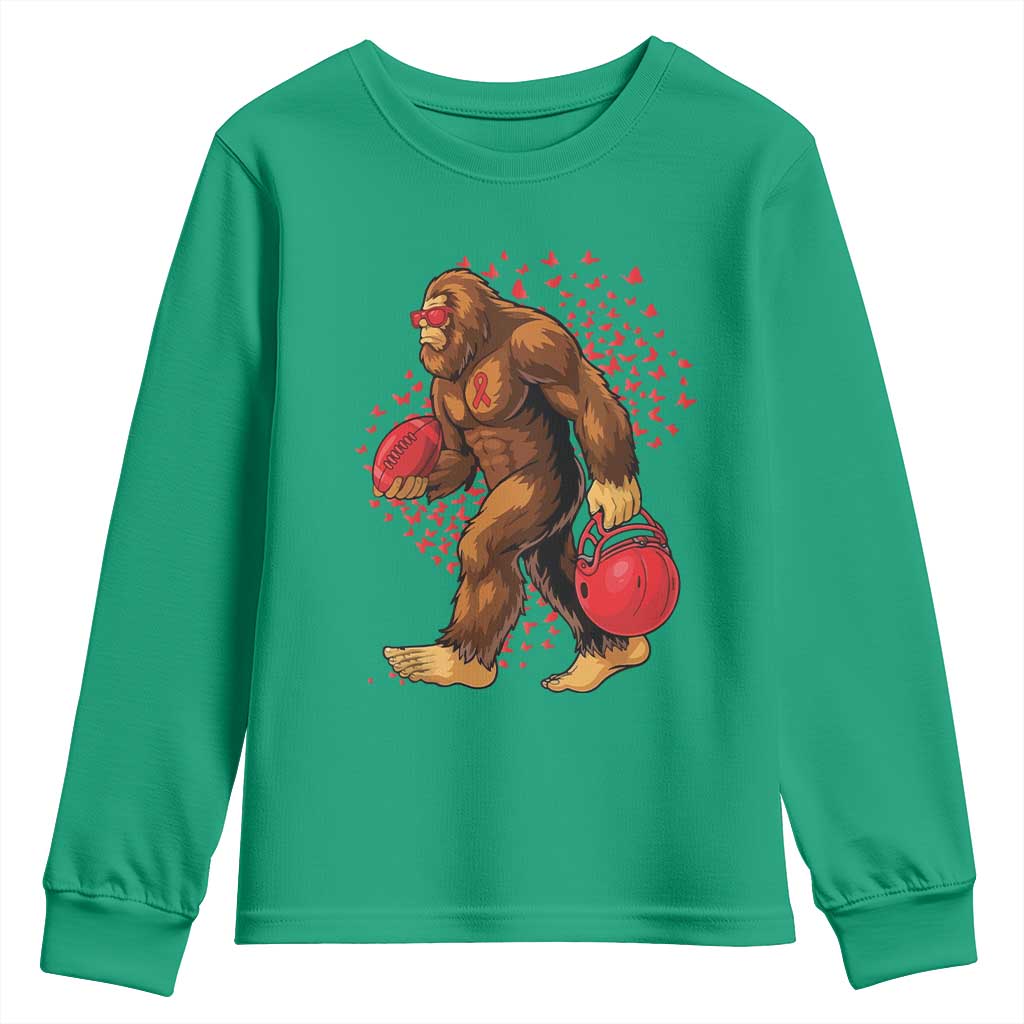 Funny Bigfoot Football Youth Sweatshirt Support HIV Awareness Gift - Wonder Print Shop