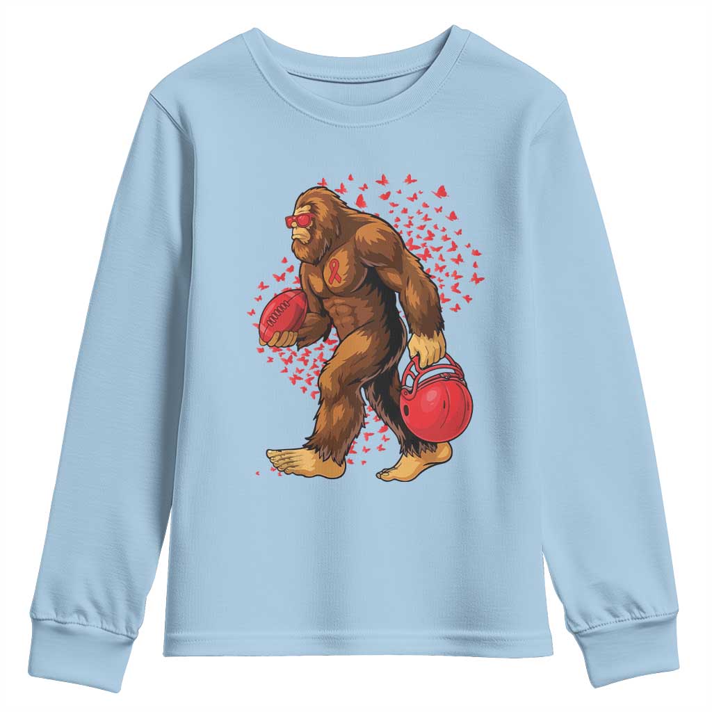 Funny Bigfoot Football Youth Sweatshirt Support HIV Awareness Gift - Wonder Print Shop