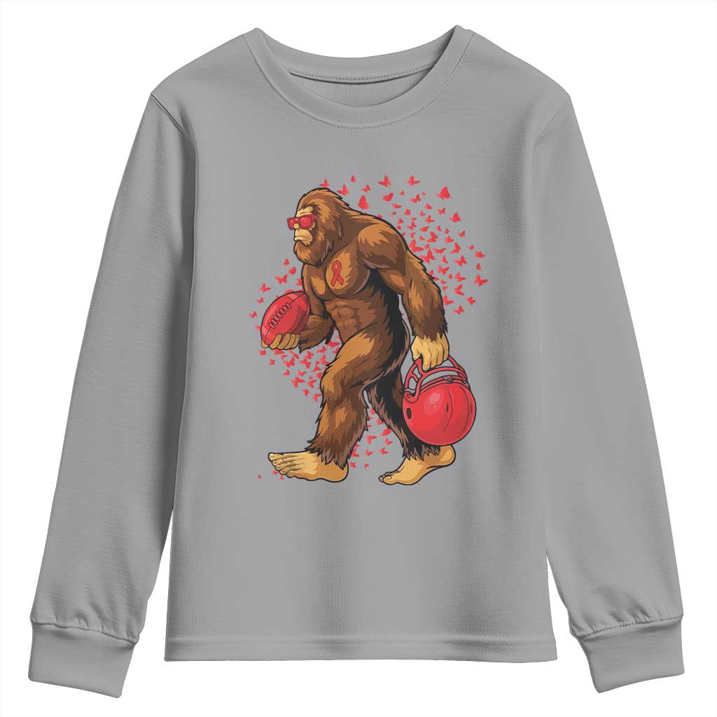 Funny Bigfoot Football Youth Sweatshirt Support HIV Awareness Gift - Wonder Print Shop