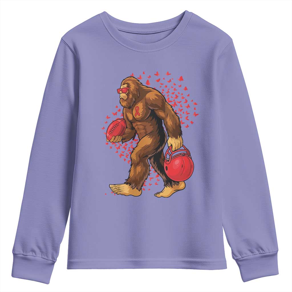 Funny Bigfoot Football Youth Sweatshirt Support HIV Awareness Gift - Wonder Print Shop