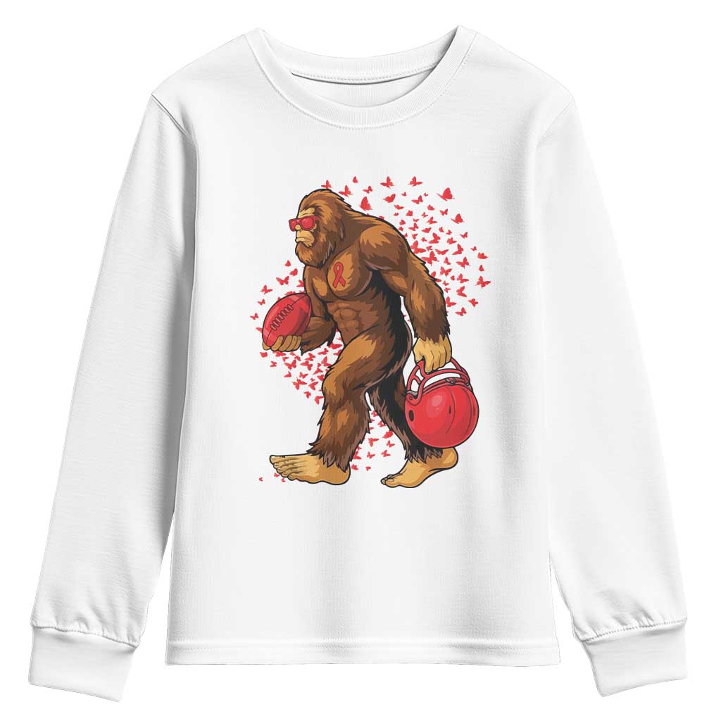 Funny Bigfoot Football Youth Sweatshirt Support HIV Awareness Gift - Wonder Print Shop