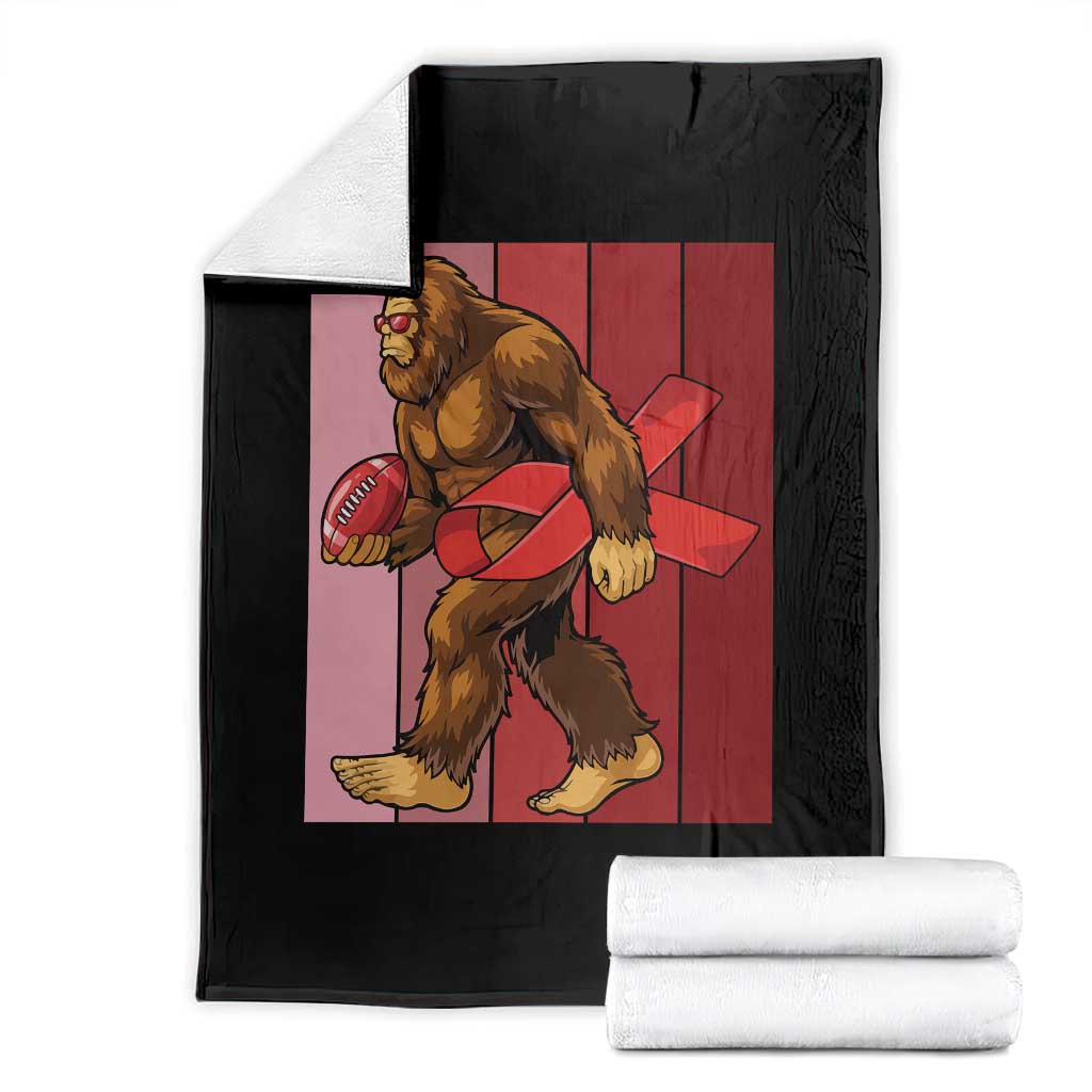 Funny Bigfoot Football HIV Awareness Throw Blanket Red Ribbon Retro Vintage Style Gift - Wonder Print Shop