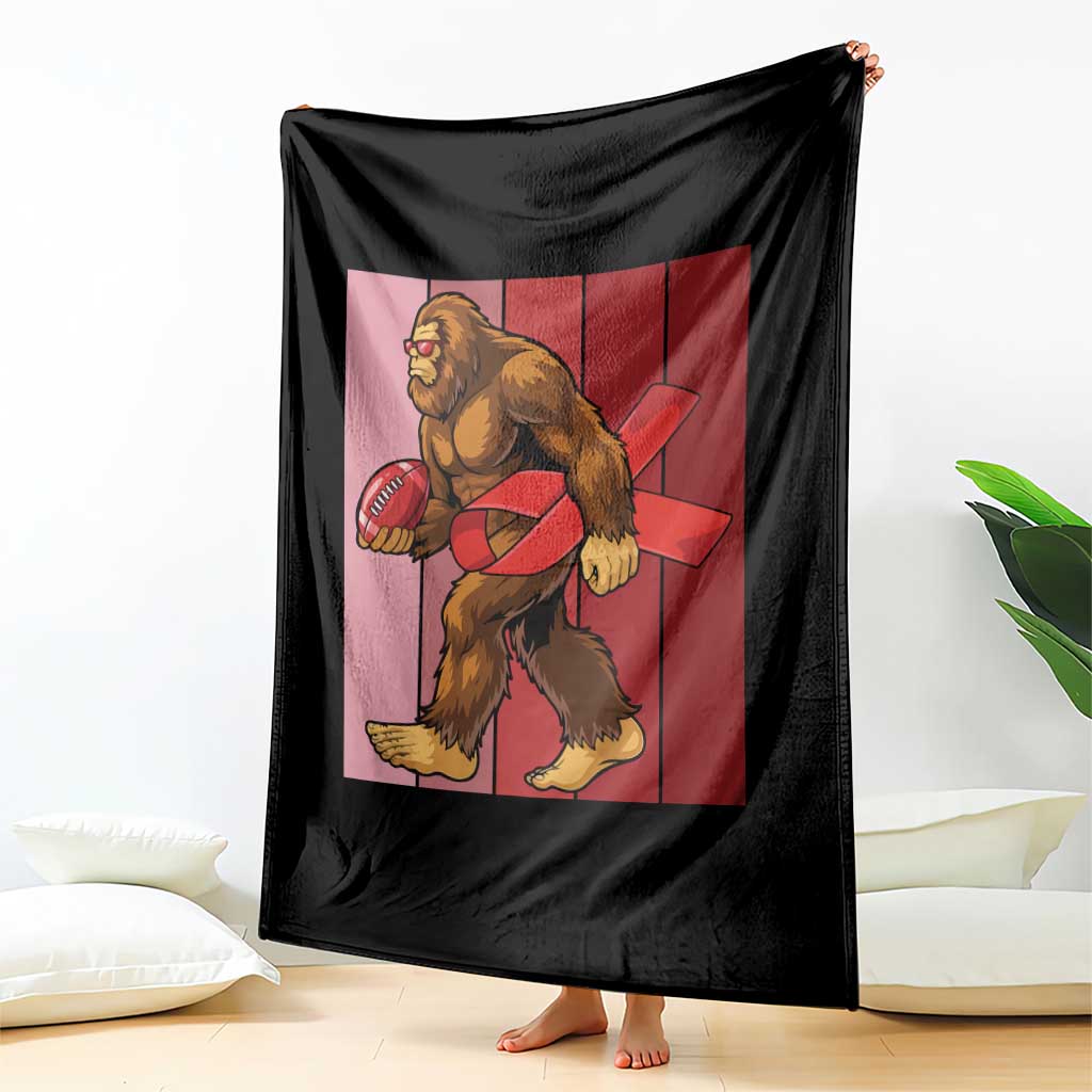Funny Bigfoot Football HIV Awareness Throw Blanket Red Ribbon Retro Vintage Style Gift - Wonder Print Shop