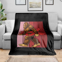 Funny Bigfoot Football HIV Awareness Throw Blanket Red Ribbon Retro Vintage Style Gift - Wonder Print Shop