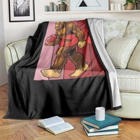 Funny Bigfoot Football HIV Awareness Throw Blanket Red Ribbon Retro Vintage Style Gift - Wonder Print Shop